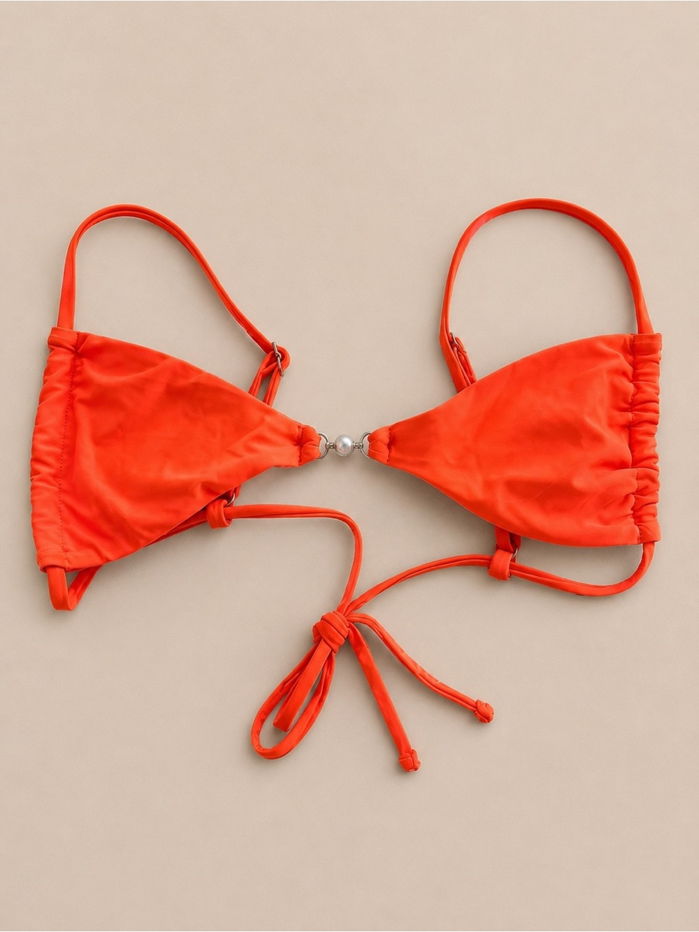 Orange Triangle Pearl Accents Cheeky Bikini Set - Picture 4 of 7